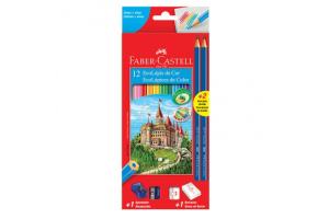 Lápis de cor GDE com 12 cores Kit escolar 120112/2N Faber Castell 