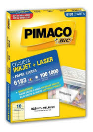 ETIQUETA INKJET E LASER 50,8 MM X 101,60 MM 6183 PIMACO PCT 100 FLS