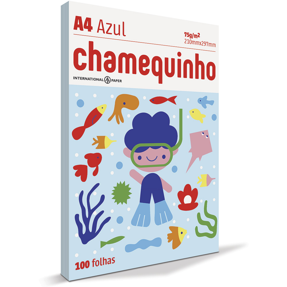 Papel sulfite 75g A4 210x297mm Chamequinho Colors azul pct. 100 folhas unid.