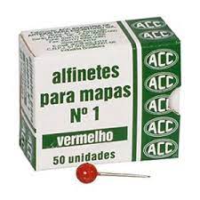 ALFINETE P/ MAPAS N.1 VERMELHO ACC CX 50 UND