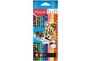 Lápis de cor GDE com 12 cores Color Peps Animais Triangular Maped 