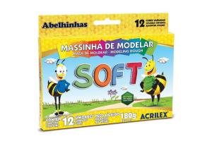 Massa de modelar soft 180grs Acrilex caixa com 12