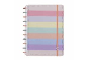 Caderno Inteligente A5 capa dura universitário 60 folhas Arco iris Pastel Ambras 