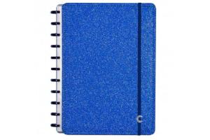 Caderno Inteligente A5 capa dura universitário 60 folhas Glitter Azul Ambras