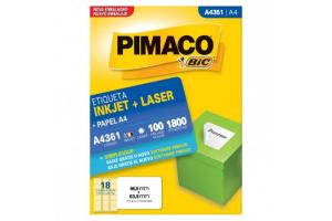 Etiqueta Inkjet e Laser A4 361 Pimaco pacote 100 folhas 