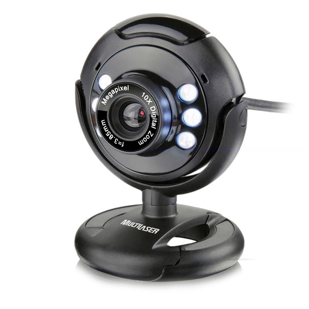 Web Cam 16MP com microfone USB Night Vision Multilaser WC045 unid.