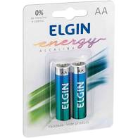 PILHA ALCALINA PEQUENA AA 1.5V LR6 ELGIN PCT 2 UND