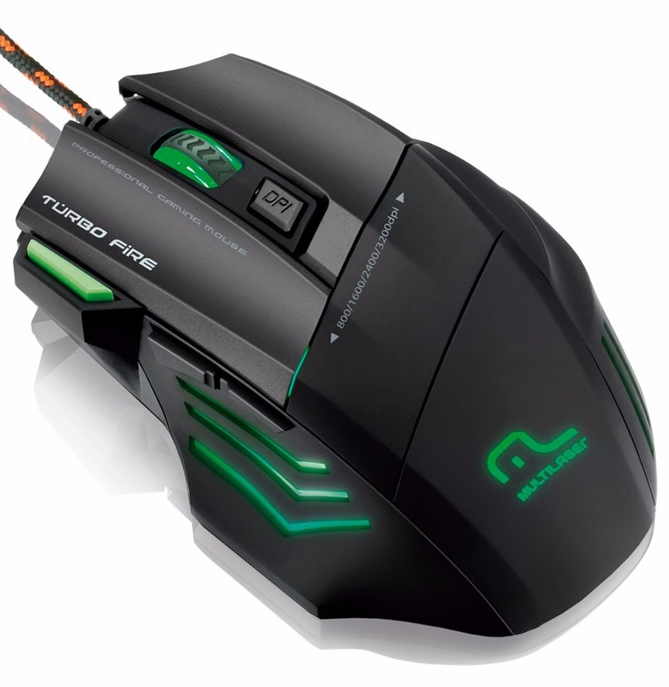 Mouse Gamer 3200 DPI Warrior 7 botões Laser USB Multilaser MO207 unid.