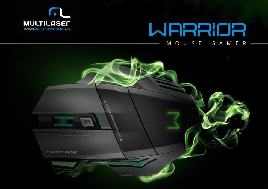 Mouse Gamer 3200 DPI Warrior 7 botões Laser USB Multilaser MO207 unid.