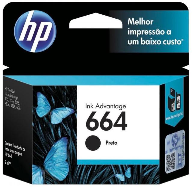 CABECA DE IMPRESSAO 664 F6V29AB 2ML PRETO HP UND