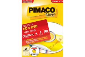 Etiqueta carta branca CD-100B para CD e DVD CDPPLY Pimaco caixa com 100 folhas