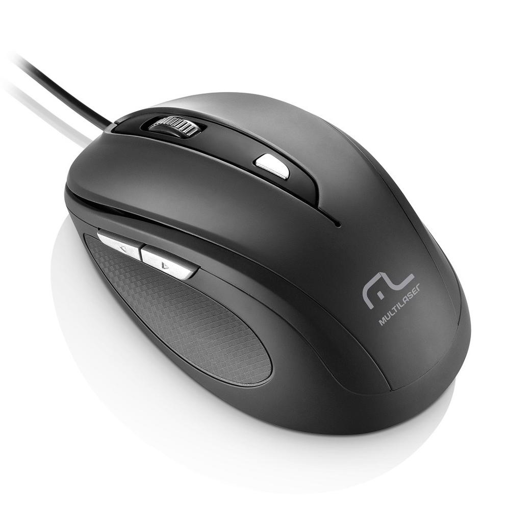 Mouse 1600 DPI 6 botões Óptico USB preto Multilaser MO241 unid.