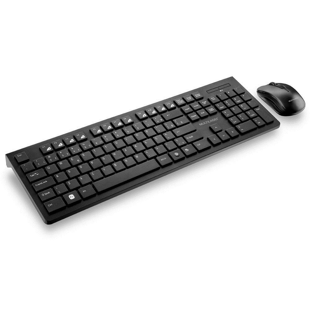 Teclado e mouse sem fio 2,4 GHZ USB preto Multilaser TC212 unid.