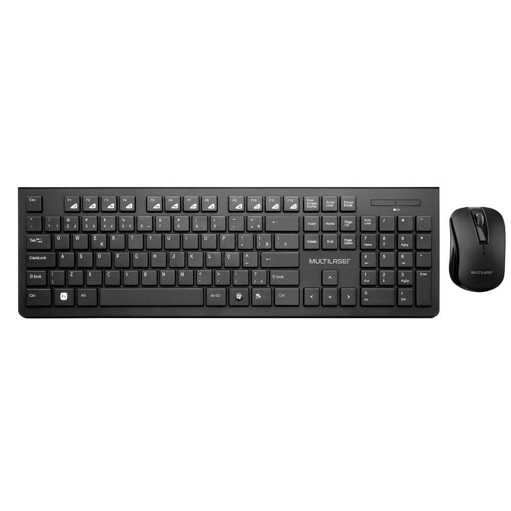 Teclado e mouse sem fio 2,4 GHZ USB preto Multilaser TC212 unid.