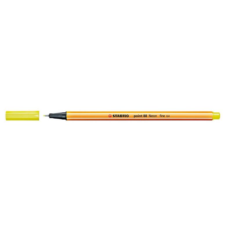 Caneta Point Stabilo 0.4 Fine amarelo neon Stabilo 88/024 unid.