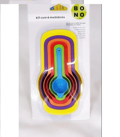 Kit com 6 medidores de xícara e colher de sopa Bono M1013 unid.