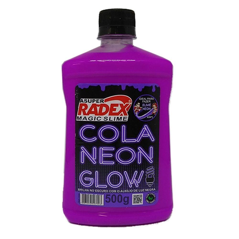 Cola glow slime 500 grs neon 7309 roxa Radex