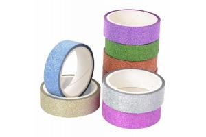 Fita adesiva com gliter decorativa  hd 66701 cores Copimar rolo.