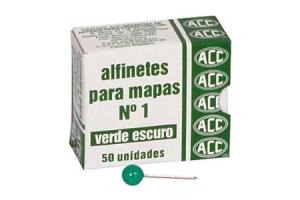 ALFINETE P/ MAPAS N.1 VERDE CLARO ACC CX 50 UND