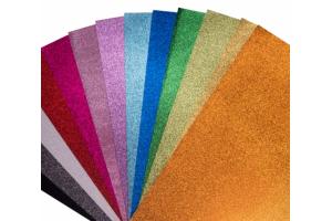 PAPEL EMBORRACHADO 40 X 60 GLITER 4739 AZUL CLARO LEONORA PCT 5 UND