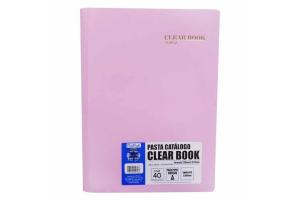 PASTA CATALOGO 40 PLASTICOS CLEAR BOOK OFICIO/A-4 5670 ROSA BEBE PLASTPARK UND