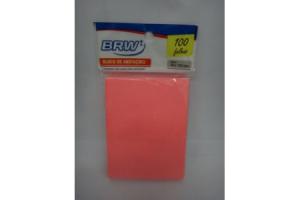 Bloco de anotações 76mm x 102mm 100 folhas rosa neon BRW unid.