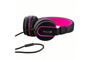 Fone de ouvido com microfone Pulse preto e rosa Multilaser PH160 unid.