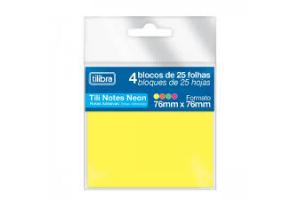 BLOCO ANOTACOES 76 X 76 100 FLS TILI NOTES 242862 NEON AMARELO TILIBRA UND