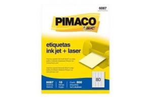 ETIQUETA INKJET E LASER 6087 C/80 ETIQ FLS PIMACO PCT 10 FLS