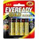 PILHA AA ALCALINA PEQUENA AA SUPER HEAVY DUTY EVEREADY CARTELA C/ 4 UNDS                                                                                                                                                                                       