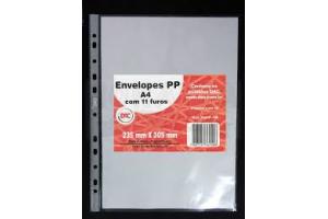 PLASTICO ENVELOPE PP A4 C/ 11 FUROS 235 MM X 305 MM 70PP-TR TRANSPARENTE DAC PCT 10 Fls