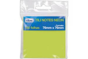 BLOCO ANOTACOES 76 X 76 100 FLS TILI NOTES 242879 NEON VERDE TILIBRA UND