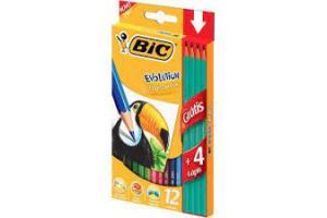 LAPIS DE COR C/12 EVOLUTION C/4 PRETO 946583 BIC UND