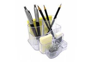 PORTA LAPIS/CLIPS/LEMBRETE ACRILICO TRIPLO PRETO RADEX UND
