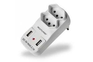 ADAPTADOR C/ 2 SAIDAS 2P + T C/ 02 PORTAS USB 2.1A WI331 MULTILASER UND