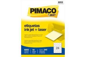 ETIQUETA INKJET E LASER 6093 C/24 ETIQ FLS PIMACO PCT 10 FLS