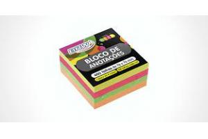 BLOCO ANOTACOES 76MM X 76MM 400 FLS BA7676 NEON CORES BRW 