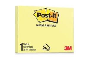 BLOCO DE ANOTACAO 76MM X 76MM 100 FLS (POST-IT) 654 C/HANG TABS AMARELO 3M UND