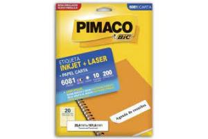 ETIQUETA INKJET E LASER 6081 C/20 ETIQ FLS PIMACO PCT 10 FLS