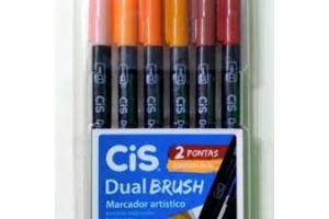 MARCADOR DUAL BRUSH PEN DUAL BRUSH 6 TONS DE PELE CIS CARTELA C/ 06 UNDS