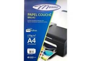 PAPEL COUCHE A-4 210 X 297 170 GRS BRILHO MENNO PCT 25 FLS