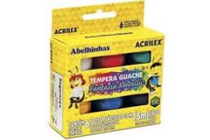 TINTA GUACHE 15 ML FANTASIA METALIC 02002 ACRILEX CX 06 UND