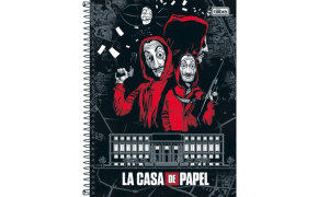 Caderno capa dura universitário 80 folhas La Casa de Papel Tilibra unid.