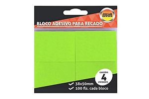 Bloco de anotações 38 x 50 com 100 folhas Jocar Office 91122 Verde pacote com 4 unidades